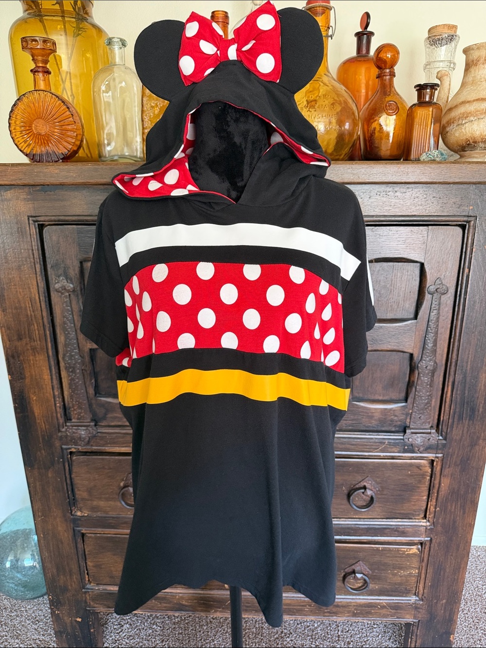 Disney Parks Minnie Mouse Ear Hooded Short-Sleeve Top